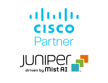 logo Cisco Partner oraz Juniper driven by Mist AI