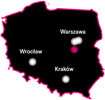 mapa Polski przedstawiająca położenie Centrów Danych T-Mobile: Piaseczno